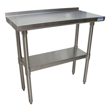 BK RESOURCES Work Table Stainless Steel With Undershelf, 1.5" Rear Riser 36"Wx18"D VTTR-1836